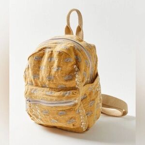 Urban Outfitters Portabella Embroidered Kantha Inspired Mini Backpack Yellow